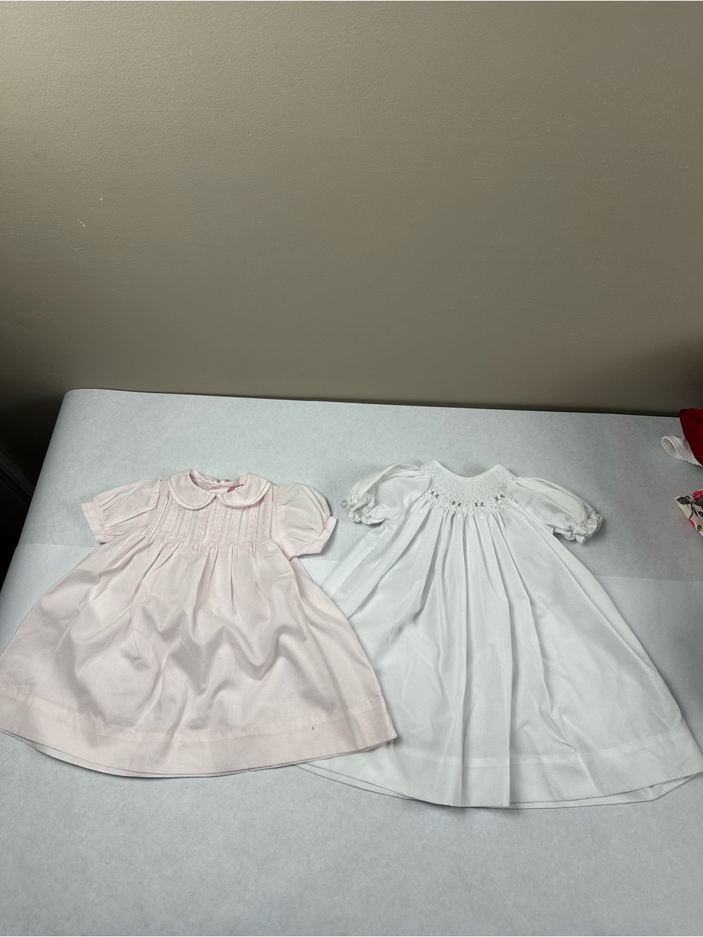 Petit Ami Pink and White Smocked Formal Dresses for Girls